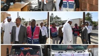 Inauguration of 60 tonnes of Qatari humanitarian aid to Nile, Northern and Sennar States, in honor of the Federal Minister of Health and Consul General at the Qatar Embassy.