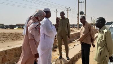 The Executive Director of Shendi locality inspects a number of drains following the rains the locality was exposed to.