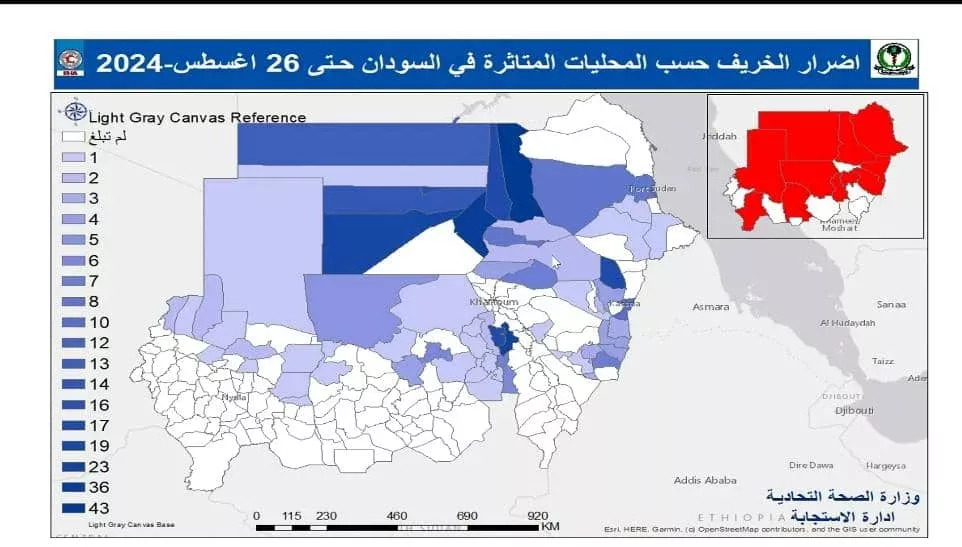 128 new cases of cholera, including 8 deaths, in the states of Kassala and Gedaref