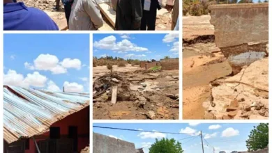 Northern State Governor's Advisor and Dalqo Locality Executive Director inspect people affected by torrents and rain in Ibasara area of ​​Dalqo locality.