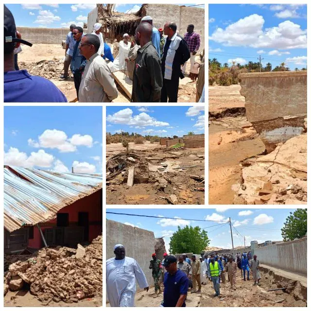 Northern State Governor's Advisor and Dalqo Locality Executive Director inspect people affected by torrents and rain in Ibasara area of ​​Dalqo locality.