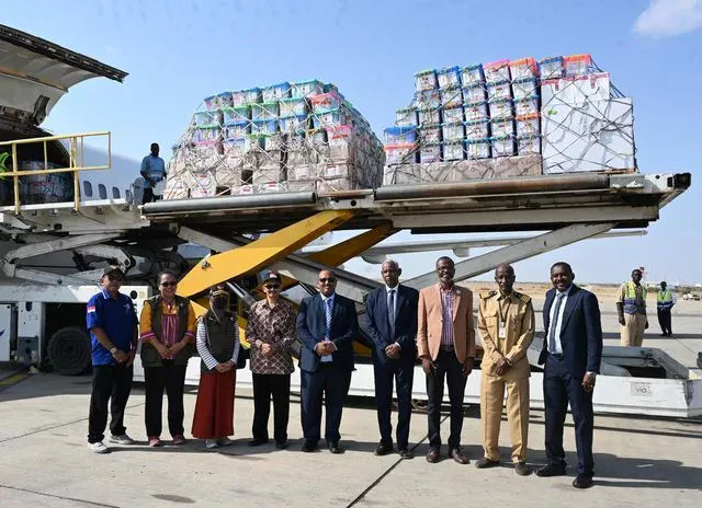 Arrival of the fourth Indus humanitarian and medical aid plane as part of the airlift