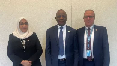 The Undersecretary of the Ministry of Justice and head of the Sudanese delegation participating in the activities of the 57th session of the Human Rights Council in Geneva meets the head of the Universal Periodic Review department of the High Commissioner for Human Rights the man