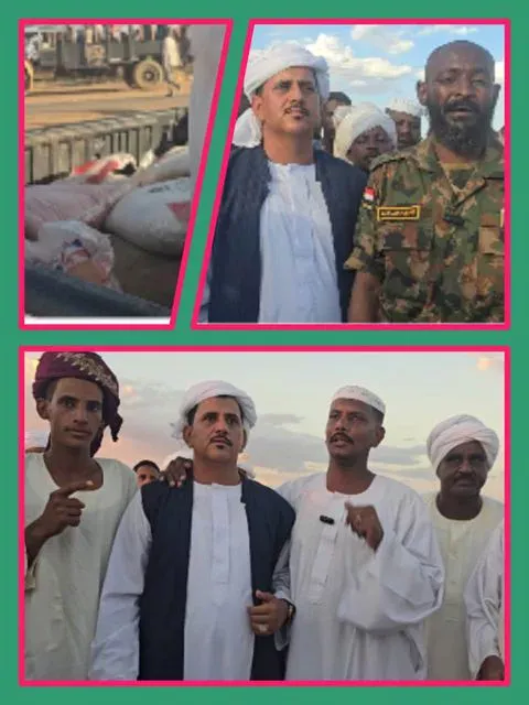 The inauguration of the Convoy of Kindness and Blessings for the shelters and bases of Shindi at a cost of 25 million pounds... financed by the man of righteousness, Salama Abdullah Al-Rashidi.