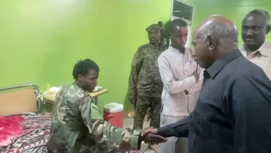 A representative of the Director of the General Intelligence Service visits the wounded in operations at the Dongola military hospital