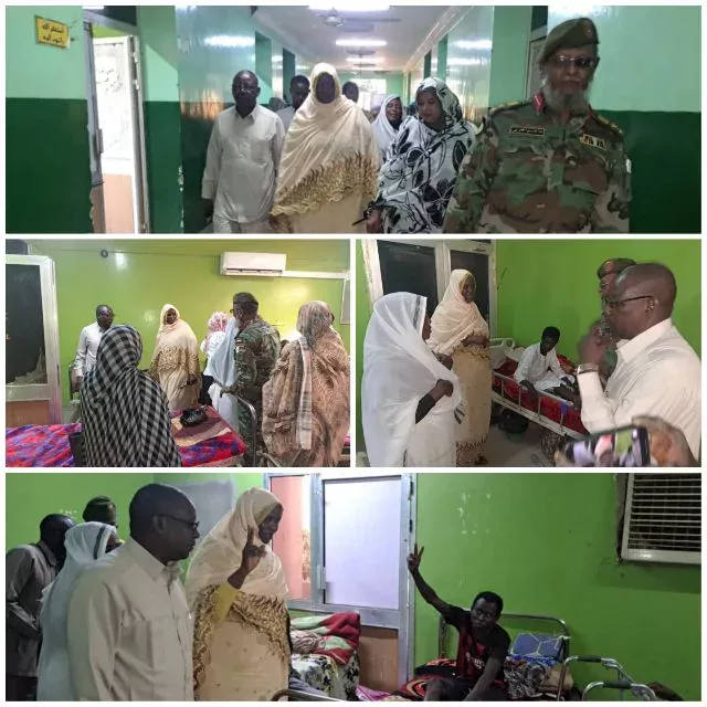 Sudan Liberation Army delegation inspects wounded during operations at Dongola Military Hospital