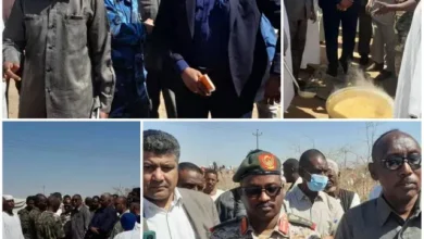 The executive director of Shendi locality receives the Minister of Infrastructure of Al-Jazeera State and reviews the humanitarian and health conditions of those arriving from Al-Jazeera villages.