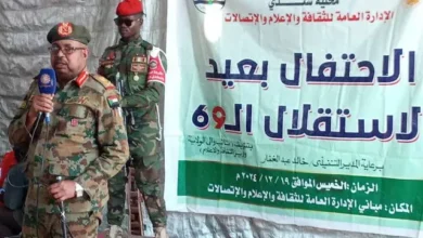 Major General Omar Al-Sir, Second Commander of the Third Infantry Division, addressed a local celebration in Shendi to mark the glorious Independence Day.