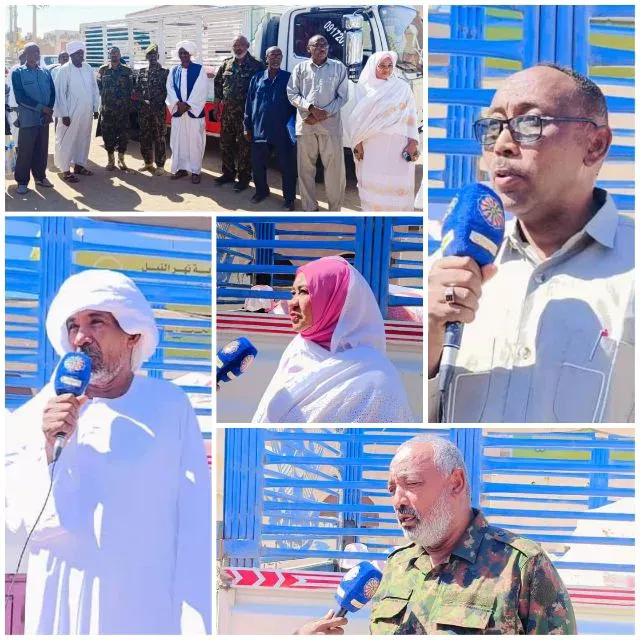 Nile Livestock Minister and Shendi Executive receive armed forces support convoy provided by Hamed Business Group for Contracting.