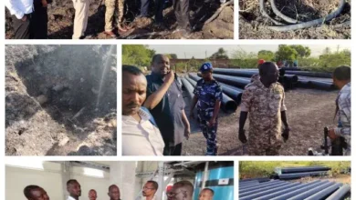 The partial fire in the old transformer of the Kosti water station without damage and the Nile While Wali is held in place of the fire and inspects the workflow of the new JICA water station