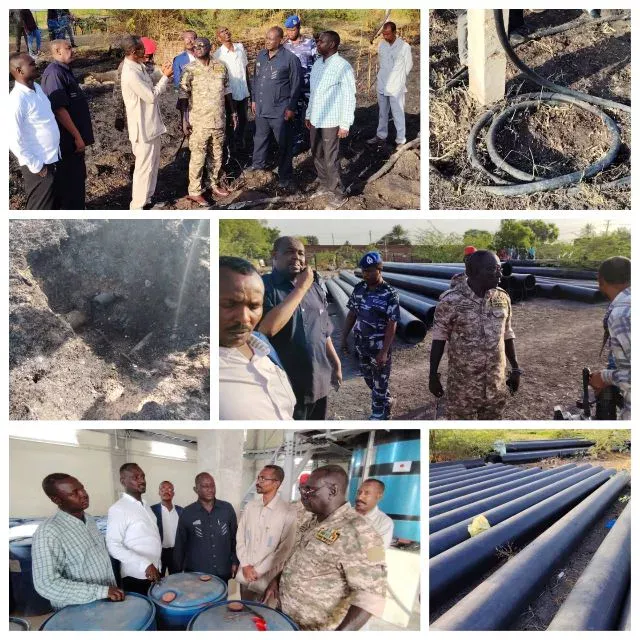 The partial fire in the old transformer of the Kosti water station without damage and the Nile While Wali is held in place of the fire and inspects the workflow of the new JICA water station
