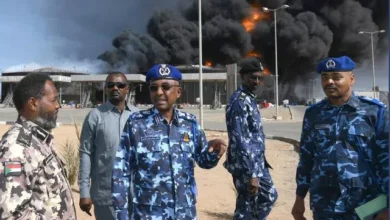The police director inspects the Marina Hotel and the oil warehouses in Port Sudan after the missile attack and rents civil defense efforts