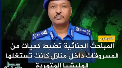 Criminal survey Control of large quantities of fleeting between the houses used by the rebellious militia in Khartoum