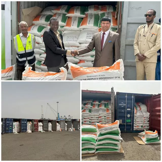 The Indian Embassy in Sudan announces the arrival of a large Indian Azar expedition to the port of Port Sudan as help for help for people affected by the war
